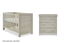 Obaby Nika 2 Piece Nursery Furniture Set - Grey Wash