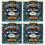 4x Hammerite Direct To Rust Hammered White Quick Drying Metal Paint 250ml