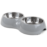 Dobbel matbolle Solid Grey M, 350ml, 33x17,5x6cm - Katt - Matplass og vannfontener for katt - Matbar og stativ, Hund - Matplass & vannautomater for hund - Opphøyd Matskål Hund - Selected by ZOO