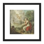 Allegory Birth William Prince Orange 8X8 Inch Square Wooden Framed Wall Art Print Picture with Mount