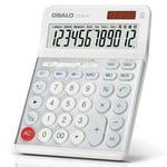 OSALO Calculatrices de bureau avec fonction de taxe sur la TVA, grand écran, grands boutons, calculatrice de bureau à 12 chiffres pour la maison et le bureau (OS-8812T)