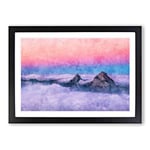 Big Box Art Clouds Over The Swiss Mountains Painting Framed Wall Art Picture Print Ready to Hang, Black A2 (62 x 45 cm)