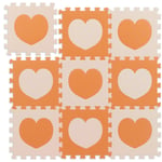 Relaxdays - Tapis de sol puzzle bébé éveil, motif cœur, 18 pièces, mousse sans polluants, LxP: 91,5 x 91,5cm, orange/beige