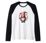 Love Gnome Valentines Day Wreath For Her With Cute Hearts Raglan Baseball Tee