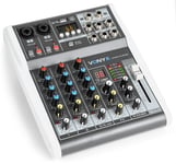 Vonyx VMM-K402 MusikMixer 4kanaler/BT/Eko/USB inspelning, 4 Kanals mixer med inbyggt ljudkort VMM-K402 SKY-172.585