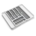 Addis Organiseur de tiroir extensible avec 6 à 8 compartiments Blanc/gris 34-58,5 x 41,5 x 5 cm