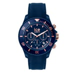 ICE-WATCH - Ice Chrono Blue Rose-Gold - Montre Bleue pour Homme avec Bracelet en Silicone - Chrono - 020621 (Large)