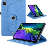 Coque Compatible Avec Tablette Ipad Pro 11 Pouces 2024 Cover Étuis Cuir 360°Rotatif Multi-Angle Stand Flip Protection Tablette Case Housse Cover Ipad Pro 11,Bleu Arbres