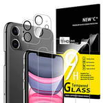 NEW'C Lot de 4, 2 x Verre Trempé pour iPhone 11 et 2 x Protection Caméra Arrière -sans Bulles d'air -Ultra Résistant - Dureté 9H Glass