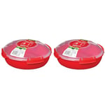 Sistema Microwave Round Food Container/Cookware Bowl | 1.3 L Food Steamer | Red/Clear (Pack of 2)