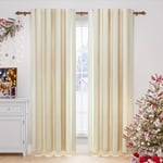 WOLTU 2 x Rideaux Occultants Rideau Opaque avec Ruban Transparent en Velours Thermiques Isolants pour Chambre Salon, Beige 140x270 cm