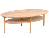 Egil Soffbord Oval 135x70 cm med hylla White Oiled Oak (54 cm)