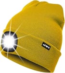 ATNKE LED Bonnet Lampe Frontale,USB Rechargeable Chapeau de Course Ultra Lumineux 4 LED Étanche Lumière Hiver Chaud Phare Cadeaux pour Hommes et Femmes/Yellow