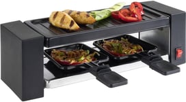 45080 Barbecue Électrique De Table/Raclette I Mini Pour 2 Personnes I Plaque De Gril Amovible Et Anti-Adhésive I Avec Deux Poêlons Et Spatules I 400W