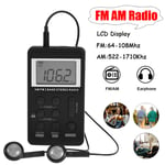 Mini Digital Portable Pocket Handy LCD AM FM Radio Rechargeable with Headphone