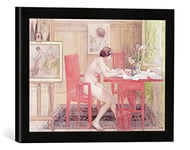 Kunst für Alle 'Encadré Image de Carl Larsson Model Writing Poste Cards, 1906, d'art dans Le Cadre de Haute qualité Photos Fait Main, 40 x 30 cm, Noir Mat