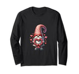 Heart Wreath Frame Of Valentines Roses Valentines Day Gnome Long Sleeve T-Shirt