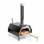 InnovaGoods® Pellet Pizza Oven avec accessoires, four à pizza avec base en pierre Ø 0cm max. cuisson rapide jusqu'à 500ºC et plaque à pizza 30x30cm. Comprend une cheminée et un sac de transport.