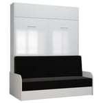 Armoire lit escamotable DYNAMO SOFA accoudoirs façade blanc brillant canapé anthracite 160*200 cm