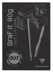 Clairefontaine - Ref 96844C - Graf'It Drawing Sketchbook (80 Sheets) - A4 (210 x 297mm) in Size, 90gsm Drawing Paper, Micro-Perforated Sheets, DotGrid Paper - Black Cover