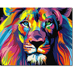 Fuumuui Peinture par Numéros Adultes et Enfants Débutants Peinture Y Compris Pinceaux et Peintures Acryliques 40 x 50 cm - Animaux, Lions Colorés