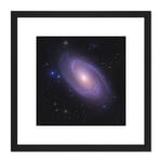 Crawford Space Galaxy M81 Bode's Spiral Stars Photo 8X8 Inch Square Wooden Framed Wall Art Print Picture with Mount