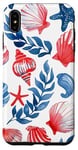 Coque pour iPhone XS Max Coquillage rouge et bleu - Été côtier - Étoile de mer - Femme