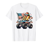 4th Of July Hotdog Sunglasses Monster Truck American Flag T-Shirt