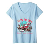 Womens CHRISTMAS FUNNY SANTA SORRY I M LATE I DIDNT WANT TO COME V-Neck T-Shirt