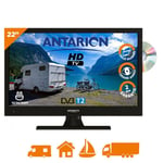 ANTARION TV LED 22" 55cm Téléviseur DVD intégré Compatible 12V DVB-T2