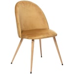 Atmosphera Créateur D'intérieur - Chaise Slano pieds imitation hêtre velours jaune cumin