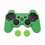 Vert - Coque De Protection En Caoutchouc Et Silicone Pour Manette De Jeu Playstation 3, Avec 2 Capuchons De Poignées