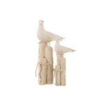 Statuette Déco Mouette "Perchée" 31cm Beige