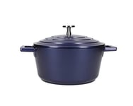 MasterClass Petite Casserole en Aluminium Coulé Ultra Léger, Couvercle Inclus, Utilisable sur Plaque à Induction et au Four, 2.5 L, 20 cm - Bleu Métallique