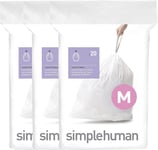 simplehuman code M Custom Fit Bin Liner Bulk Pack, White Plastic (3 Pack of 20)