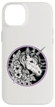 iPhone 14 Plus Unicorn in Black White Purple Hibiscus Roses Champion Wreath Case