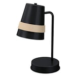 Homemania Lampe de Table, métal, Noir, Bois