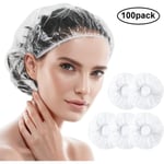 AUCUNE 100 Pièces Bonnets de Douche Jetables pour Fille Femme, Imperméables Chapeau Charlotte Couverture Cheveux, Plastique Capuc