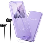 32Go MP3 Bluetooth 5.3 avec Haut-Parleur AGPTEK, 2,4" Écran Coloré Lecteur Musique Son HiFi avec Bouton Tactile/Radio FM/USB C/Enregistreur Line-in, Baladeur MP4 Sport Support Carte 128Go-Violet