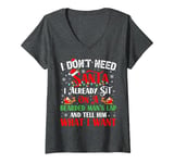 Womens I Don't Need Santa I Already Sit On A Bearded Man's Lap And V-Neck T-Shirt