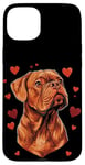 Coque pour iPhone 15 Plus Saint-Valentin Dogue de Bordeaux Chien