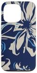 Coque pour iPhone 13 Pro Bleu marine audacieux avec motif floral crème