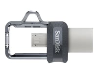 Sandisk Ultra Dual Drive M3.0 32gb Usb Type-a / Micro-usb Musta, Hopea, Läpinäkyvä