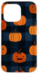 Coque pour iPhone 14 Pro Max Orange Minimaliste Tropical Marine Noir Plaid Halloween