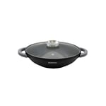 Herzog HR-5230: 36 cm marmorbelagd wok med glaslock Aromaknopp - 6,2L