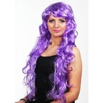 LILAC Purple Wavy Long Luscious Glamour Wig Fancy Dress Party Cosplay 80s 90s