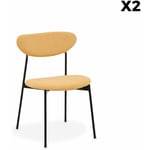 Sweeek - Lot de 2 chaises - Arty - scandinaves et vintage. assise et dossier moutarde. pieds en acier