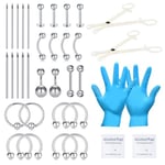 NIUSIMAN 36PCS Piercing Set Kit pour tous les piercings du corps Self Piercing Kit acier inoxydable Labret Rook Barbell Septum Piercing Bijoux Nombril Piercing Set 14G 16G aiguille de piercing