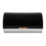 Linear Black and Rose Gold Roll Top Bread Bin