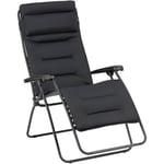 Lafuma Mobilier - Fauteuil Relax Jardin - Chaise Longue Matelassé Zéro Gravité - Xl - Rsx Clip Xl - Aircomfort® - Noir Acier